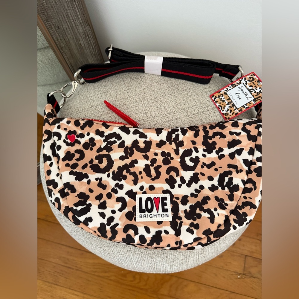 Brighton Leopard Print Crossbody Swing Bag NWT - Picture 2 of 7